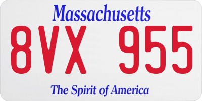 MA license plate 8VX955