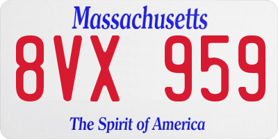 MA license plate 8VX959