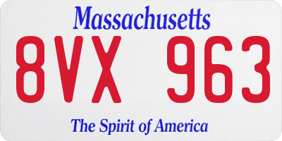 MA license plate 8VX963