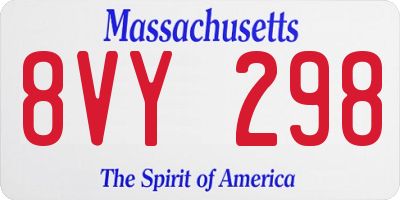 MA license plate 8VY298