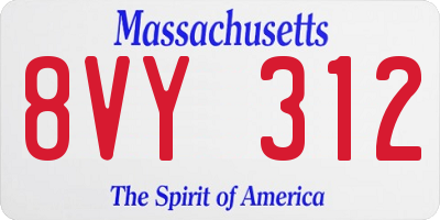 MA license plate 8VY312