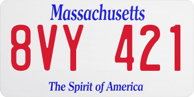 MA license plate 8VY421