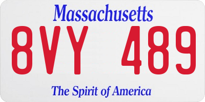 MA license plate 8VY489