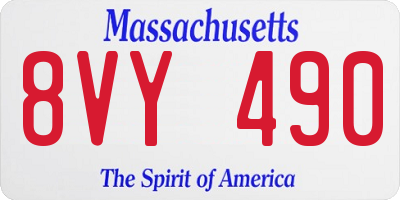 MA license plate 8VY490