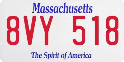 MA license plate 8VY518