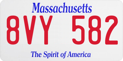 MA license plate 8VY582