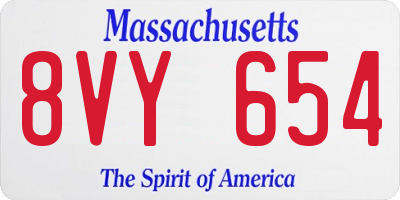 MA license plate 8VY654