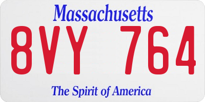 MA license plate 8VY764