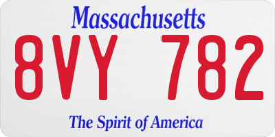 MA license plate 8VY782