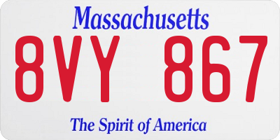 MA license plate 8VY867