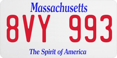 MA license plate 8VY993