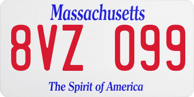 MA license plate 8VZ099