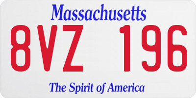 MA license plate 8VZ196