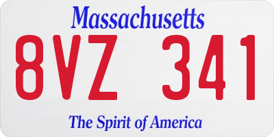 MA license plate 8VZ341