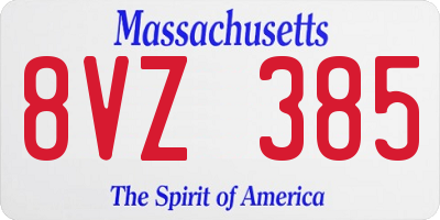MA license plate 8VZ385
