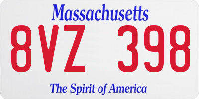 MA license plate 8VZ398