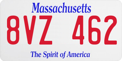 MA license plate 8VZ462