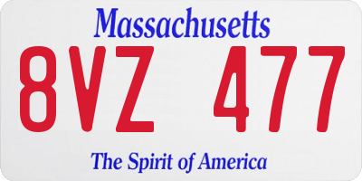 MA license plate 8VZ477