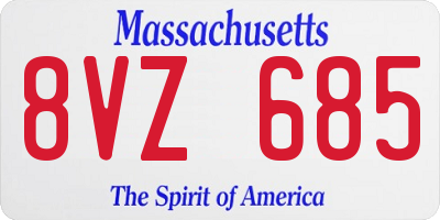 MA license plate 8VZ685