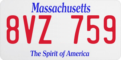 MA license plate 8VZ759
