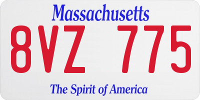 MA license plate 8VZ775