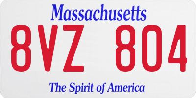 MA license plate 8VZ804