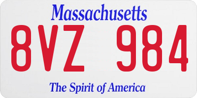 MA license plate 8VZ984