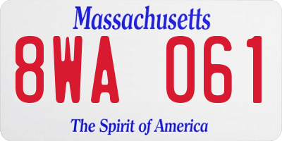MA license plate 8WA061