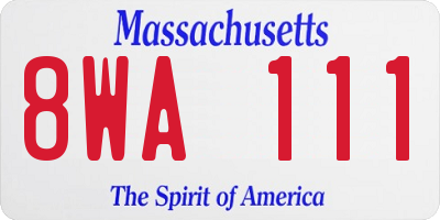 MA license plate 8WA111