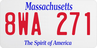 MA license plate 8WA271