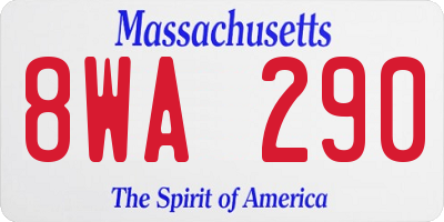 MA license plate 8WA290