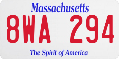 MA license plate 8WA294