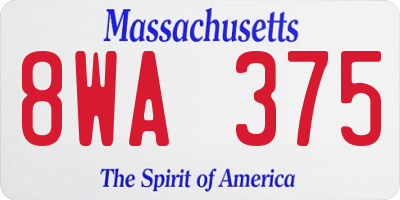 MA license plate 8WA375