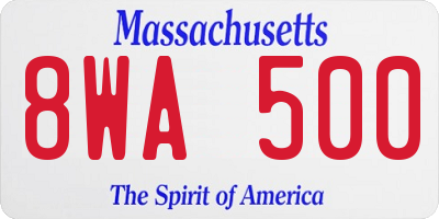 MA license plate 8WA500
