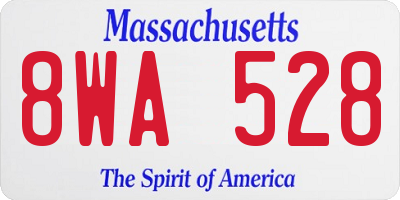 MA license plate 8WA528