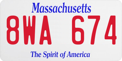 MA license plate 8WA674