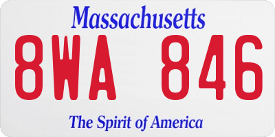 MA license plate 8WA846
