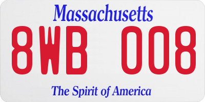 MA license plate 8WB008