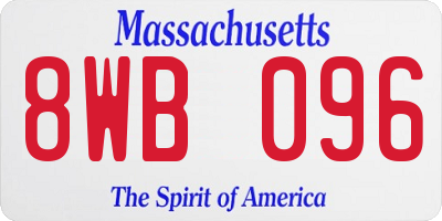 MA license plate 8WB096