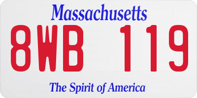 MA license plate 8WB119