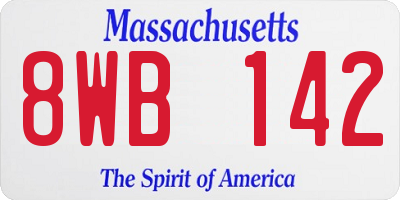 MA license plate 8WB142