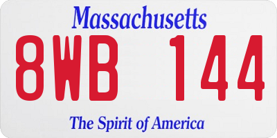 MA license plate 8WB144