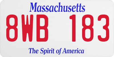 MA license plate 8WB183