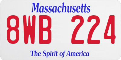 MA license plate 8WB224