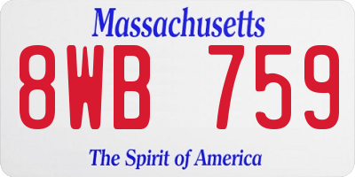 MA license plate 8WB759