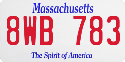 MA license plate 8WB783