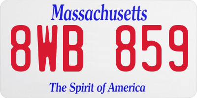 MA license plate 8WB859