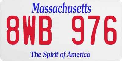 MA license plate 8WB976