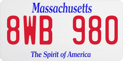 MA license plate 8WB980