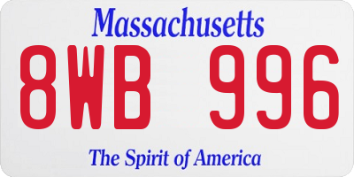 MA license plate 8WB996